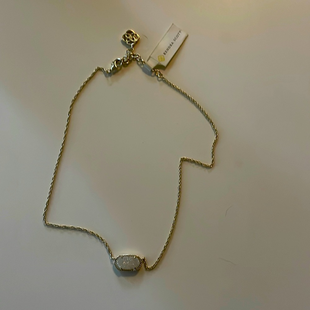 Gold Elisa Necklace with Iridescent Druzy Pendant - Kendra Scott NWT